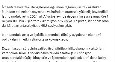 Cumhurbaşkanı Yardımcısı Yılmaz: İstihdamın daha da artmasını bekliyoruz