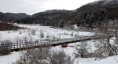 Abant beyaz örtüyle kaplandı