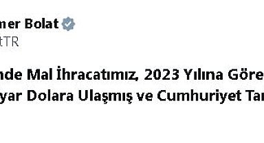 Bakan Bolat: Mal ihracatında Cumhuriyet rekoru kırıldı