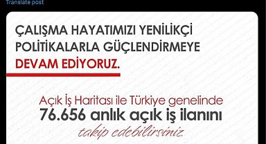 Bakan Işıkhan: 'Açık İş Haritası' ile 76 bin 656 anlık açık iş ilanını görüntüleyebilirsiniz