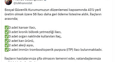 Bakan Işıkhan: 56 ilacı daha geri ödeme listesine aldık