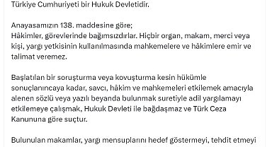 Bakan Tunç: Yargı mensuplarımızı hedef alan tehditkar açıklamalar kabul edilemez