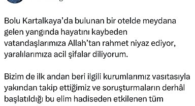Cumhurbaşkanı Erdoğan'dan Bolu'daki yangında hayatını kaybedenler için taziye mesajı