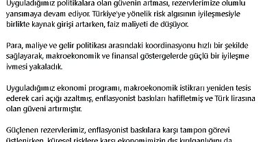Cumhurbaşkanı Yardımcısı Yılmaz: Rezervlerimiz tarihin en yüksek seviyesine ulaşmıştır