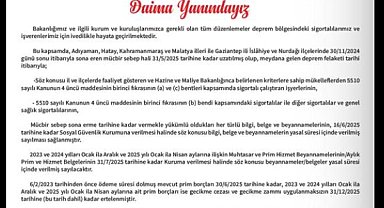 Deprem bölgesinde mücbir sebep hali uzatıldı