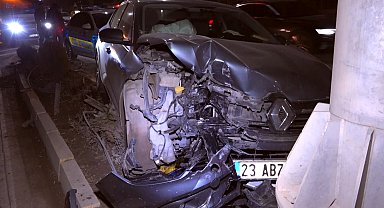 Elazığ'da aydınlatma direğine ve ağaca çarpan otomobil sürücüsü kayıplara karıştı