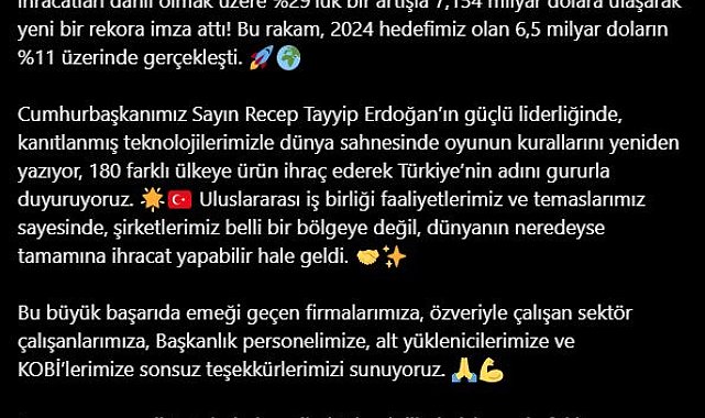 Haluk Görgün: Savunma ve havacılık sanayii ihracatımız, yeni bir rekora imza attı