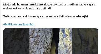 MSB: Irak'ın kuzeyinde teröristlerce kullanılan mağara tespit edildi