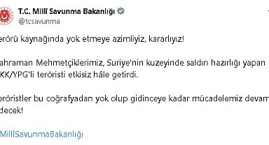 MSB: Suriye'nin kuzeyinde 9 terörist etkisiz hale getirildi