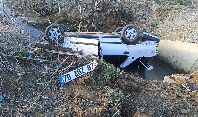 Otomobil sulama kanalına uçtu: 3 yaralı