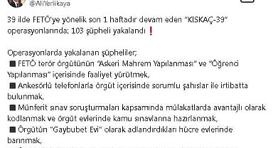 39 ilde FETÖ operasyonu: 103 gözaltı