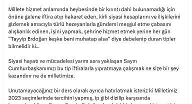 'Hukuki süreçlerin Cumhurbaşkanımızla bağdaştırılmaya çalışılması, Cumhurbaşkanımıza iftiradır'