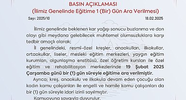 Amasya'da okullar 1 gün tatil edildi