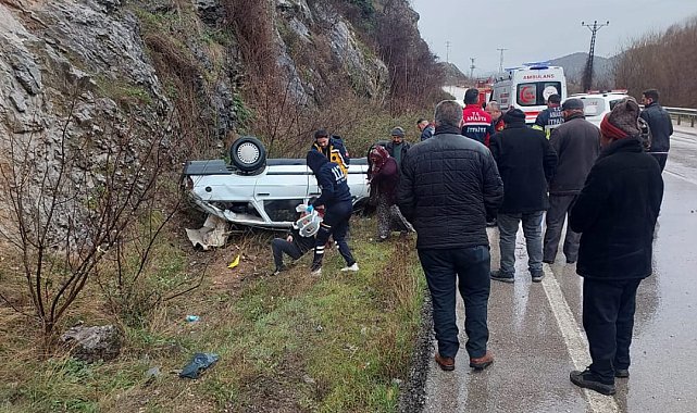 Amasya'da otomobil takla attı: 3 yaralı