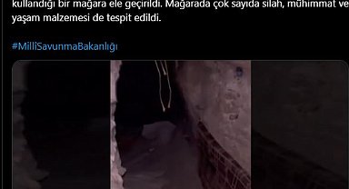 Ankara - MSB: Irak'ın kuzeyinde teröristlerin kullanıldığı mağarada silah ve mühimmat ele geçirildi Video eklendi
