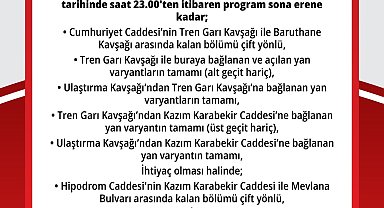 Ankara'da bazı yollar trafiğe kapatılacak
