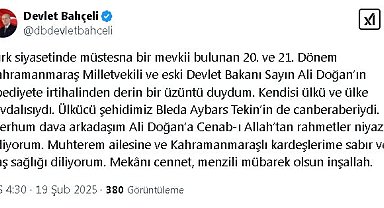 Bahçeli'den eski Devlet Bakanı Ali Doğan için başsağlığı mesajı