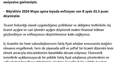 Bakan Bolat: Yıllık enflasyonda gerilemenin devam etmesini bekliyoruz