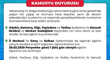 Bingöl'de eğitime 'kar' engeli