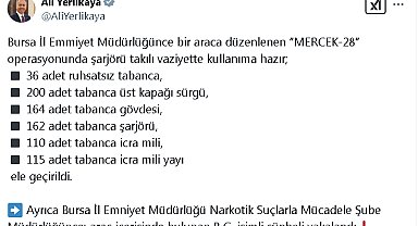 Bursa'da 36 ruhsatsız tabanca ele geçirildi; 1 gözaltı
