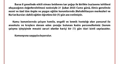 Bursa'da eğitime kar engeli