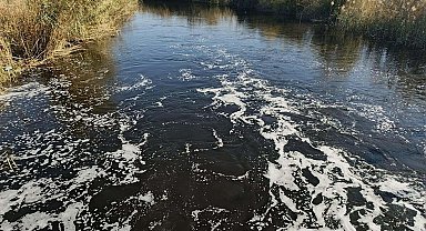 Büyük Menderes Nehri kirlilik nedeniyle siyaha büründü