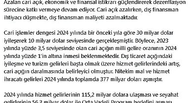 Cevdet Yılmaz: Hizmet gelirlerindeki artış, cari açığın daralmasında belirleyici
