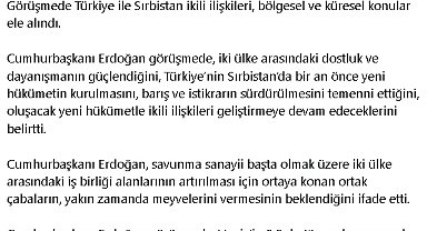 Cumhurbaşkanı Erdoğan, Sırp mevkidaşı Vucic ile görüştü