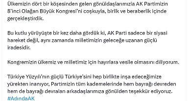 Emine Erdoğan'dan, AK Parti 8'inci Olağan Büyük Kongresi'ne ilişkin paylaşım