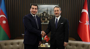 Fahrettin Altun, Azerbaycan Cumhurbaşkanı Yardımcısı Hacıyev ile bir araya geldi