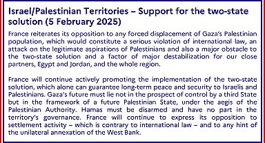 Fransa Dışişleri Bakanlığı: Gazze'nin geleceği üçüncü bir devletin kontrolünde olmamalıdır