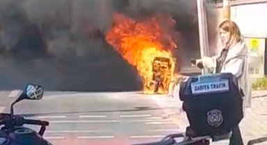 İstanbul - Kağıthane'de elektrikli motosiklet alev alev yandı; o anlar kamerada