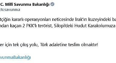 MSB: Barınma alanlarından kaçan 2 terörist hudut karakoluna teslim oldu