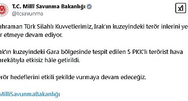 MSB: Irak'ın kuzeyinde 5 terörist etkisiz hale getirildi