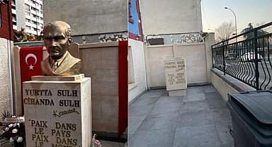 Paris'teki Atatürk büstüne saldırı