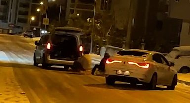 Samsun'da çocukların tehlikeli kızak eğlencesi