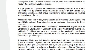 Trabzonlular Federasyonu'ndan Uğurcan Çakır, Beşiktaş ve Şenol Güneş için açıklama