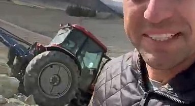 Ukraynalı tarla sahibi özçekim yapmak isterken kaza anını görüntüledi