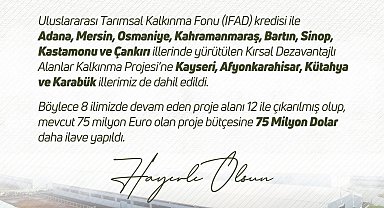 'Kırsal Dezavantajlı Alanlar Kalkınma Projesi'ne 75 milyon dolar ilave destek