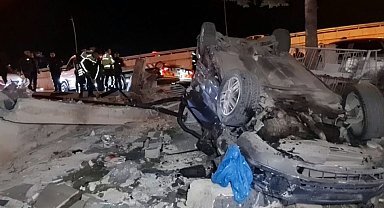 Bahçe duvarına çarpıp, devrilen otomobilin sürücüsü yaralandı