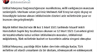 Bahçeli'den, İstiklal Marşı'nın kabulünün 104'üncü yıl dönümü mesajı