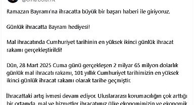 Bakan Bolat: Cumhuriyet tarihinin en yüksek ikinci günlük ihracat rakamı gerçekleştirildi