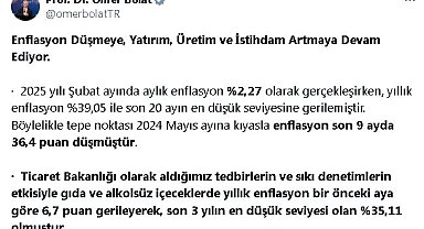 Bakan Bolat: Enflasyon son 9 ayda 36,4 puan geriledi