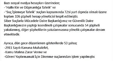 Bakan Yerlikaya: Gösterilerde 16 polis yaralandı, 53 kişiye işlem yapıldı