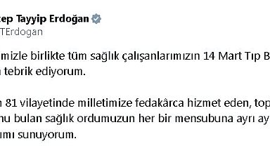 Cumhurbaşkanı Erdoğan'dan '14 Mart Tıp Bayramı' mesajı