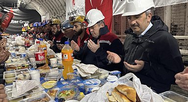 Edirne Valisi Sezer, yerin 200 metre altında madencilerle iftar yaptı