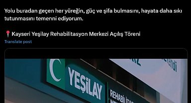Emine Erdoğan'dan Kayseri Yeşilay Rehabilitasyon Merkezi'nin açılışına ilişkin paylaşım