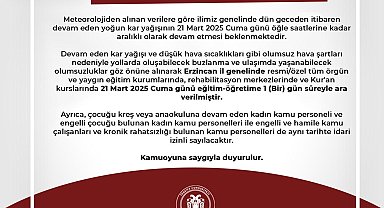 Erzincan'da eğitimde kar tatili uzatıldı