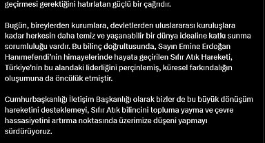 İletişim Başkanı Altun'dan, 'Uluslararası Sıfır Atık Günü' mesajı