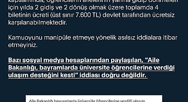 İletişim Başkanlığı: 'Bayramlarda üniversite öğrencilerine verilen ulaşım desteği kesildi' iddiası doğru değildir
